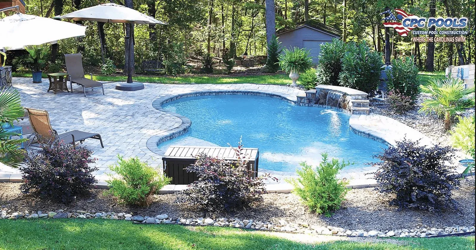 Modern custom pool shapes for a Lake Norman backyard
