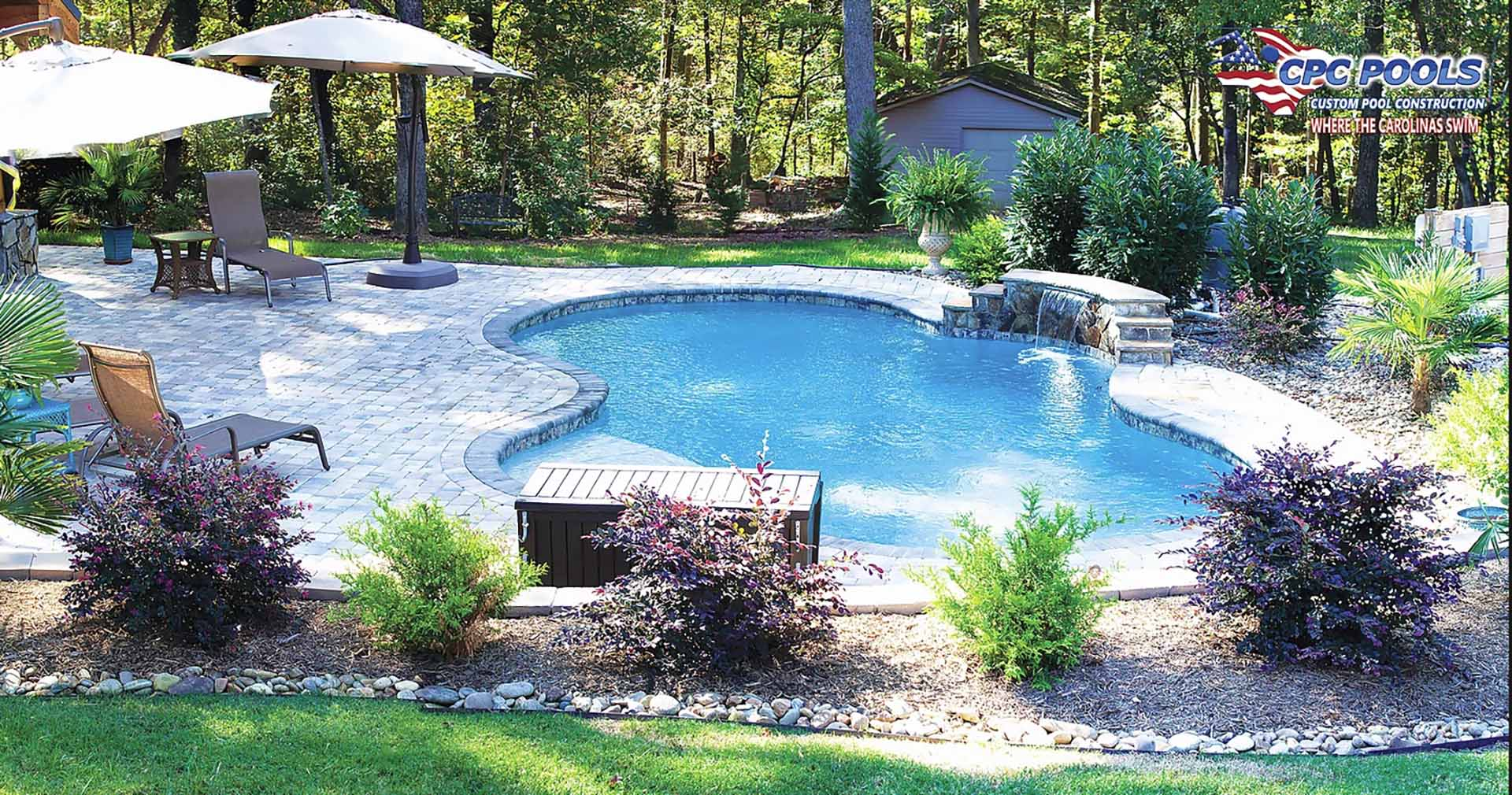 Modern custom pool shapes for a Lake Norman backyard
