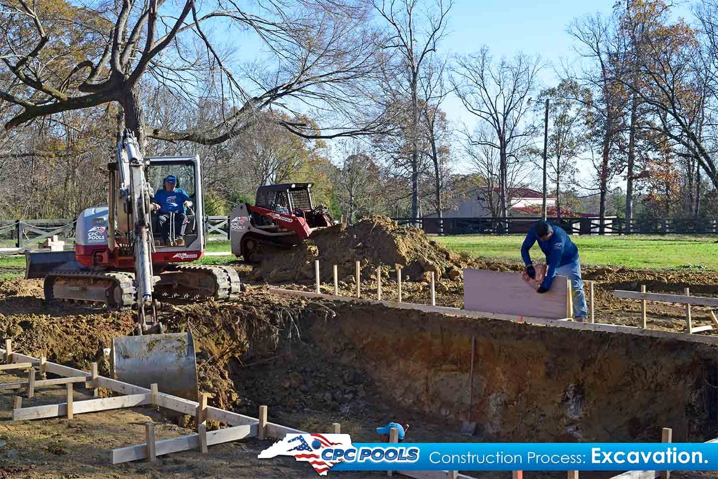Custom concrete pool build in progress in North Carolina